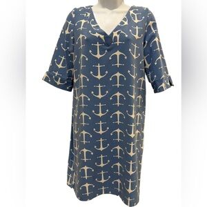 Sailor Sailor Nautical Anchor Print Dress, Large